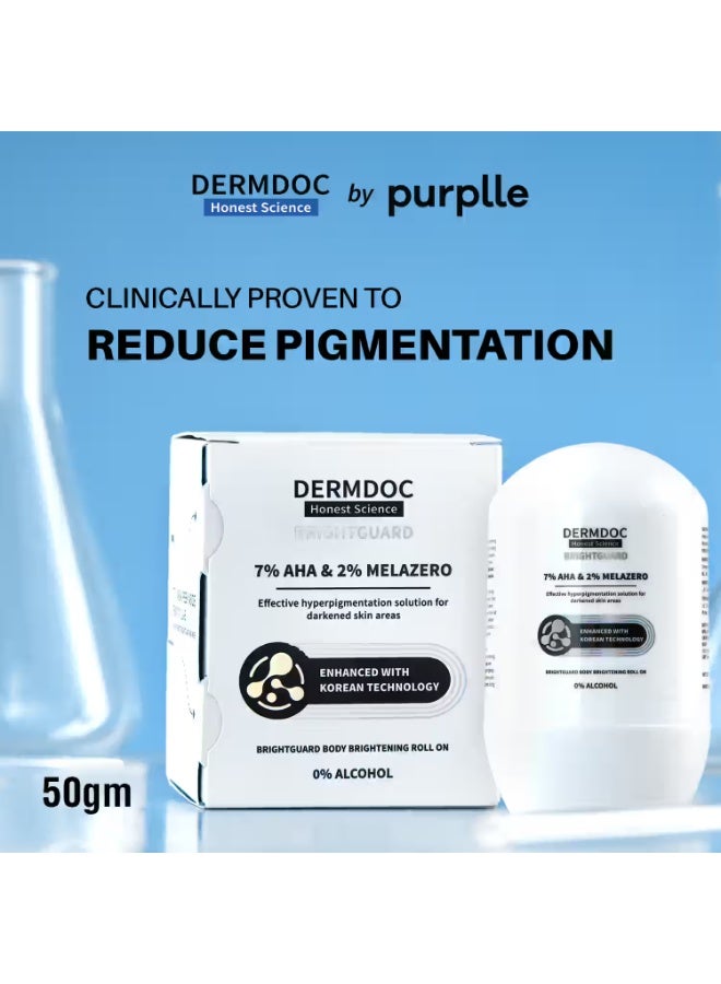 DermDoc Honest Science | 7% AHA | 2% Melazero | Brightgurad Underarm & Body Brightening Roll On | Enhanced With Koreal Technology | 50ml - Image 3